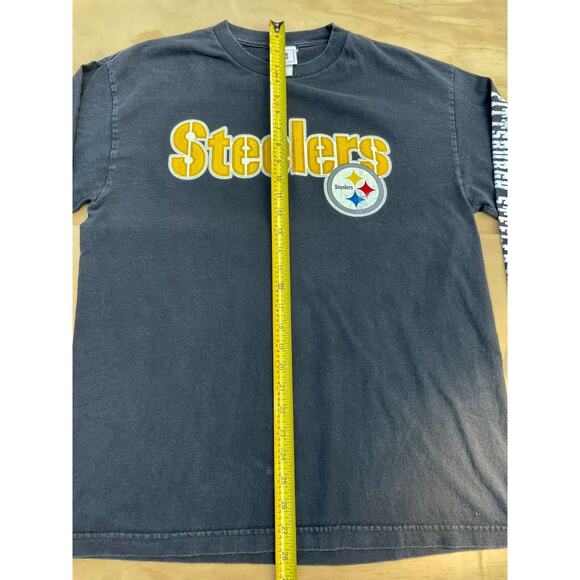 VINTAGE Long Sleeve NFL Pittsburgh Steelers Print Cotton Sweater Men Blue 21X28 - Picture 8 of 10